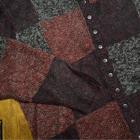 Christopher Banks Wool Blend Knit Cardigan Colorful Patchwork Long Sleeve Size L - Picture 3 of 9